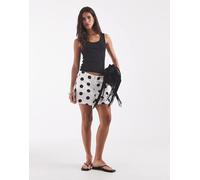 ONLY shorts sartoriali in misto lino a pois bianchi-Bianco 44