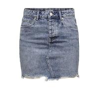 Only Sky Life Raw Hem Acid Wash Denim - Mini Skirt, Mix Blu Chiaro, M