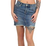 ONLY Sky Life Raw Hem Acid Wash Denim - Mini Skirt, Mix Blu Chiaro, S