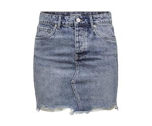 Only Sky Life Raw Hem Acid Wash Denim - Mini Skirt, Mix Blu Chiaro, S