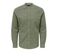 Only & Sons Caiden Shirt Solid Linen Coreana Verde - Taglia M Abbigliamento Uomo