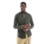 Only & Sons Onscaiden Life LS Solid Linen Shirt Noos Camicia in Lino, Grigio (Kambaba), L Uomo
