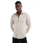 ONLY & SONS - Camicia a maniche lunghe vestibilità classica beige in misto lino-Nero M