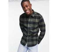 Only & Sons - Camicia a quadri grandi nero e kaki-Verde XS