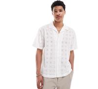 ONLY & SONS - Camicia ampia in pizzo bianco-Nero L