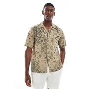 ONLY & SONS - Camicia beige con stampa cachemire e colletto a rever-Neutro S