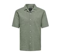 ONLY & SONS Male Camicia Manica Corta Tinta Unita, Palude, XS