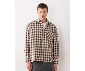 ONLY & SONS - Camicia comoda squadrata a maniche lunghe comoda marrone e crema a quadri L