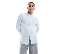 Only & Sons Uomo O&S Camicia in Lino Leggero Manica Lunga Aderente Top Shirt Base Monocromatico ONCOMODO, Colore:Blu-3, Taglia:XXL