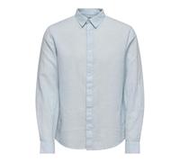 ONLY & SONS Camicia da Lavoro da Uomo Slim Fit Onscaiden LS Solid Linen, Blu di Cachemire, M