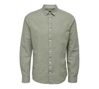 ONLY & SONS Onscaiden LS Solid Linen Shirt Noos Camicia di Lino, Palude, L Uomo