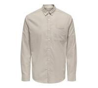 ONLY&SONS Men's Shirt Slim Fit Long Sleeve Oxford Shirt Stylish Comfortable Men's Shirt, Colore:Beige, Taglia:M