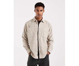 ONLY & SONS - Camicia giacca color pietra in tessuto a coste-Bianco 2XL
