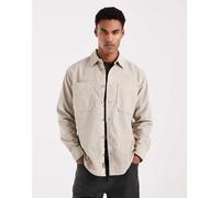 ONLY & SONS - Camicia giacca color pietra in tessuto a coste-Bianco L