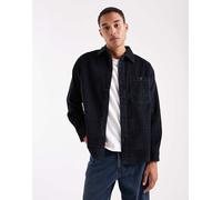 ONLY & SONS - Camicia giacca nera a quadri in tessuto a coste-Nero XL