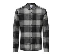 Only & Sons Camicia in Flanella a Quadri da Boscaiolo a Maniche Lunghe Camicia a Scacchi Casual Slim Fit in Cotone ONSGUDMUND., Colore:Nero-Grigio Scuro, Taglia:M