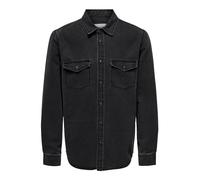 ONLY & SONS Camicia in Jeans da Uomo ONSBANE, Denim Grigio Scuro, S