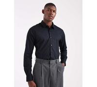 Only & Sons - Camicia in popeline slim stretch nera-Nero M