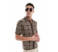 ONLY & SONS - Camicia marrone all'uncinetto M