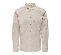 Only & Sons - Camicia beige in tessuto a coste-Bianco L