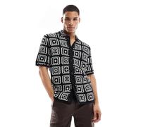 ONLY & SONS - Camicia nera all'uncinetto-Nero S