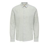 Camicia dritta in lino e cotone Verde S A righe