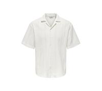 ONLY & SONS - Camicia color panna all'uncinetto-Bianco L