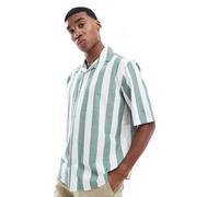 Only & Sons - Camicia oversize con rever verde a righe XL