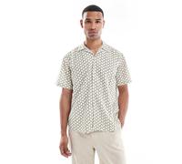 ONLY & SONS - Camicia resort a maniche corte bianca e verde con stampa di triangoli-Bianco XL