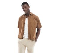 ONLY & SONS - Camicia squadrata in misto lino marrone S