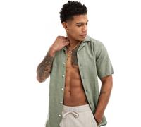 Only & Sons - Camicia verde salvia in misto lino con colletto a rever L