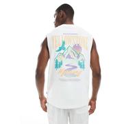 ONLY & SONS - Canotta oversize bianca con stampa "Yellowstone" sul retro-Bianco XS