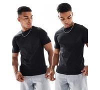 Only & Sons - Confezione da 2 T-shirt girocollo nere-Nero XL