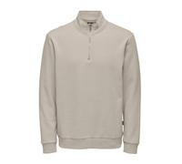 ONLY & SONS - Felpa color pietra con zip corta-Bianco XS