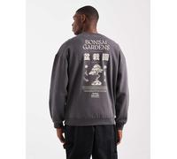 ONLY & SONS - Felpa vintage color antracite con stampa di bonsai sul retro-Verde L