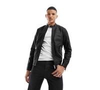Only & Sons - Giacca biker in pelle sintetica nera-Nero XS