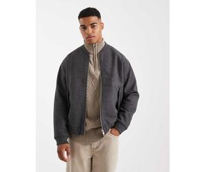 ONLY & SONS - Giacca bomber effetto lana color antracite con zip-Grigio XL