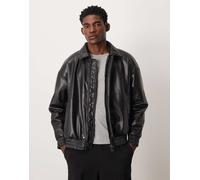 ONLY & SONS - Giacca bomber imbottita oversize in pelle sintetica nera-Nero S