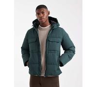 ONLY & SONS - Giacca imbottita verde scuro con cappuccio e tasche S