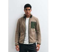ONLY & SONS giacca teddy in pile con tasca a contrasto color crema e kaki-Bianco XS