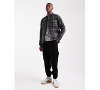 ONLY & SONS - Giacca trapuntata nera e grigia a quadri-Nero XS
