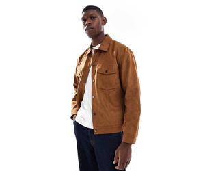 ONLY & SONS - Giacca trucker in camoscio sintetico color cuoio-Neutro S