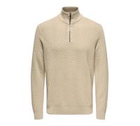 ONLY & SONS Half Knit Onsmace Reg 12 Herringbon-Maglia a Mezza Zip, Rivestimento Argento, S Uomo