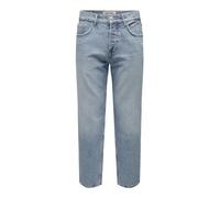 ONLY&SONS Jeans da Uomo vestibilità Regolare Pantaloni in Denim Dritti Vita Media Patta con Bottoni, Colore:Azzurro, Taglia Pantalone:31W / 30L, Lunghezza della Gamba:L30