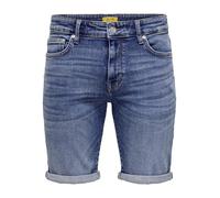 Only & Sons ONSPly Denim Bermuda da Uomo con Risvolto, Blu Jeans Scuro, XS