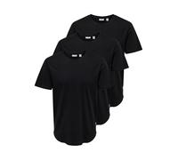 ONLY & SONS Onsmatt Life Longy SS Tee 3-Pack T-Shirt, Nero-Nero, Confezione da 3, XXL Uomo