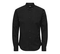 ONLY & SONS Maglietta da Uomo ONSPOPLIN BTN Down LS Exp RE, Nera, S, Nero, S