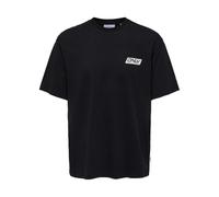 ONLY&SONS - Maglietta in cotone nero stampata sul retro con taglio oversize e scollo rotondo, Nero , M