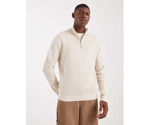 ONLY & SONS - Maglione color crema con zip corta-Bianco XS