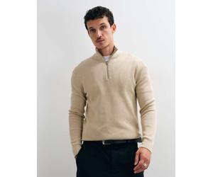 Only & Sons - Maglione color pietra a coste con zip corta-Neutro L